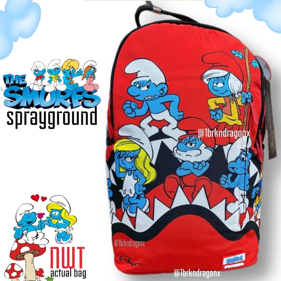 Sprayground Handbags - Sprayground Backpack The Smurfs Shark Unisex Back to School 🎒